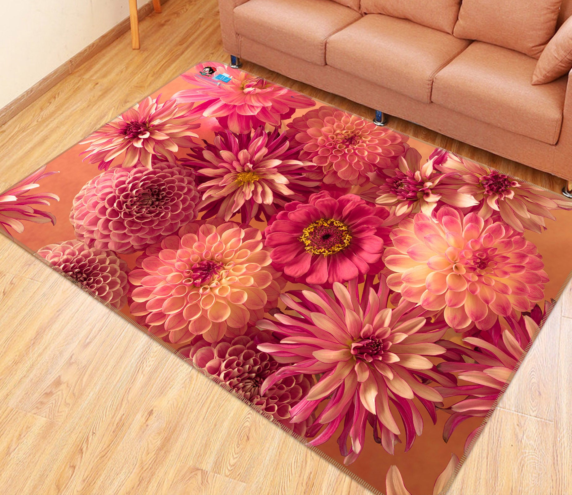 3D Bright Flowers 6726 Assaf Frank Rug Non Slip Rug Mat