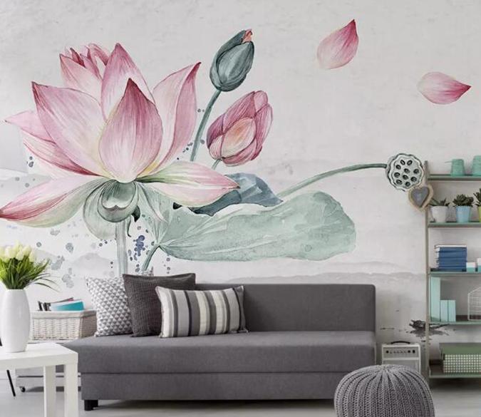 3D Pink Lotus 587 Wall Murals Wallpaper AJ Wallpaper 2 