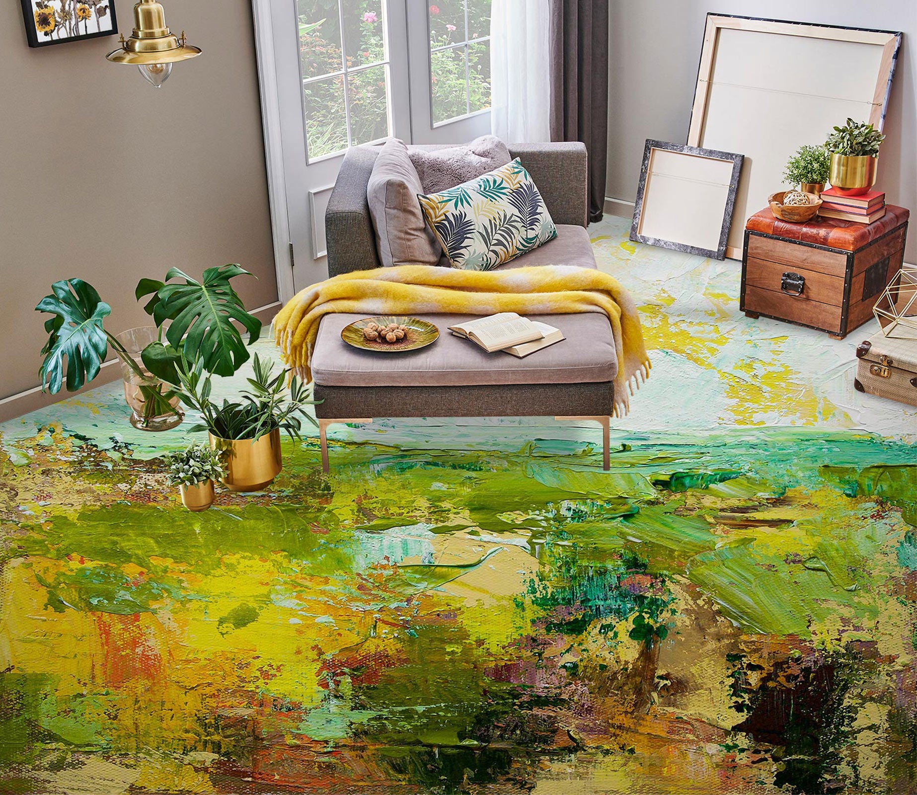 3D Green Painting Texture 9650 Allan P. Friedlander Floor Mural  Wallpaper Murals Self-Adhesive Removable Print Epoxy