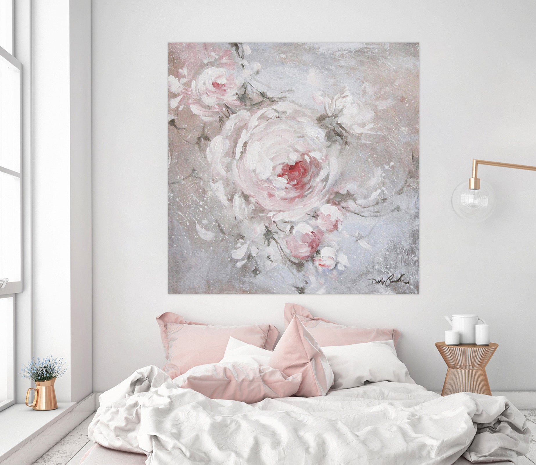 3D White Pink Rose 050 Debi Coules Wall Sticker