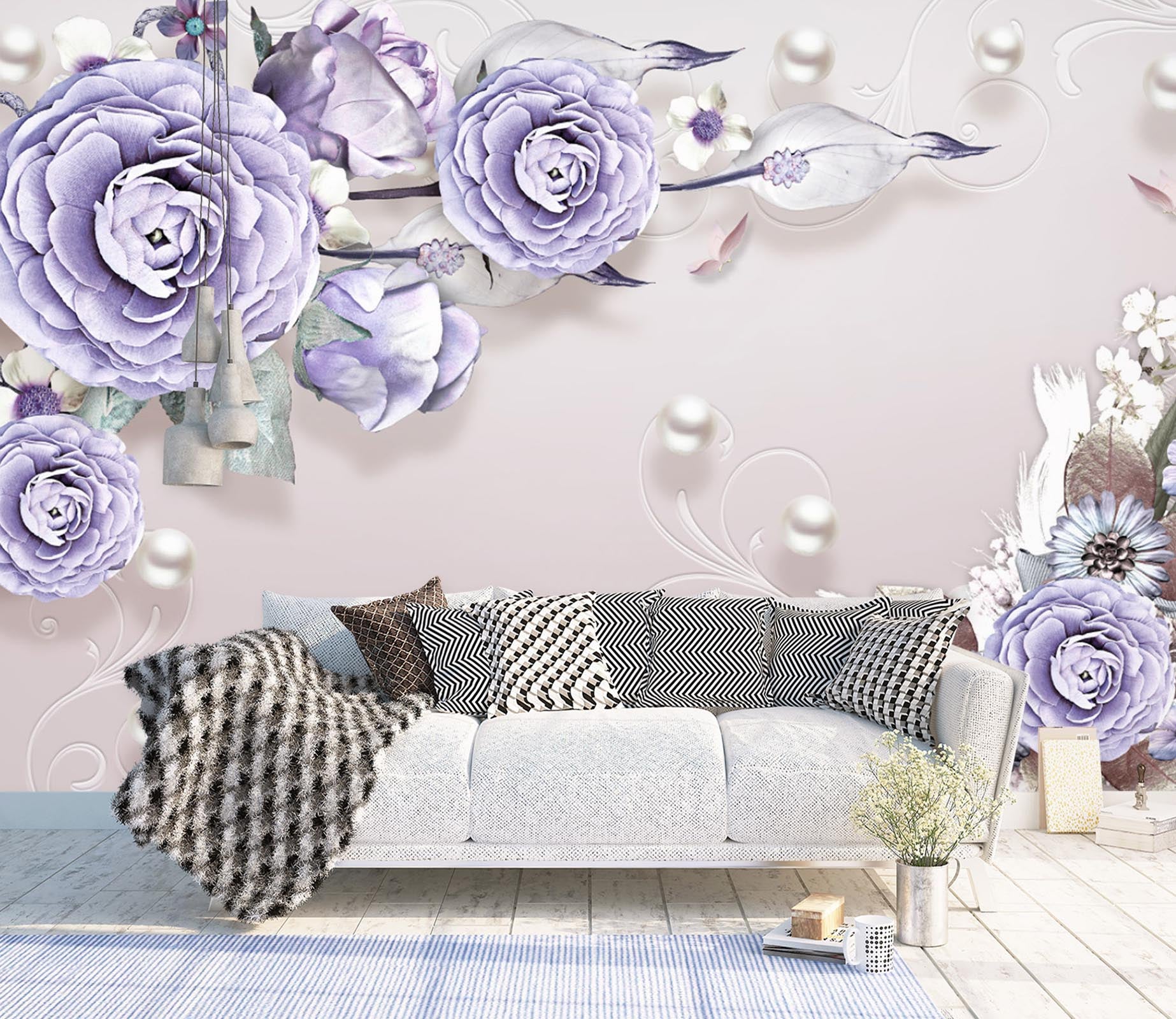 3D Purple Rose 1457 Wall Murals