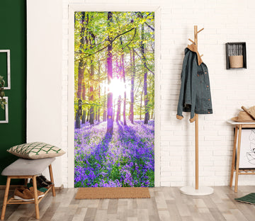 3D Sunshine Woods Purple Flowers 10637 Assaf Frank Door Mural