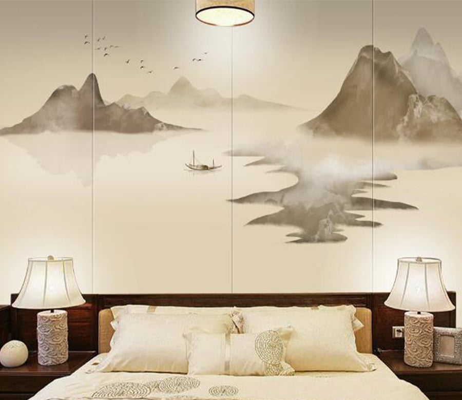 3D Mountain Reflection WC2175 Wall Murals