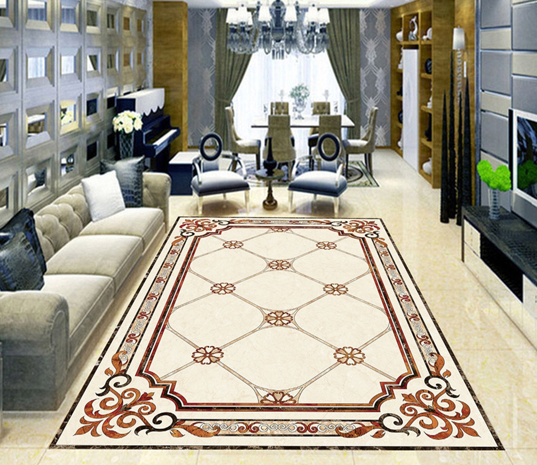 3D Marble Pattern WG498 Floor Mural Wallpaper AJ Wallpaper 2 