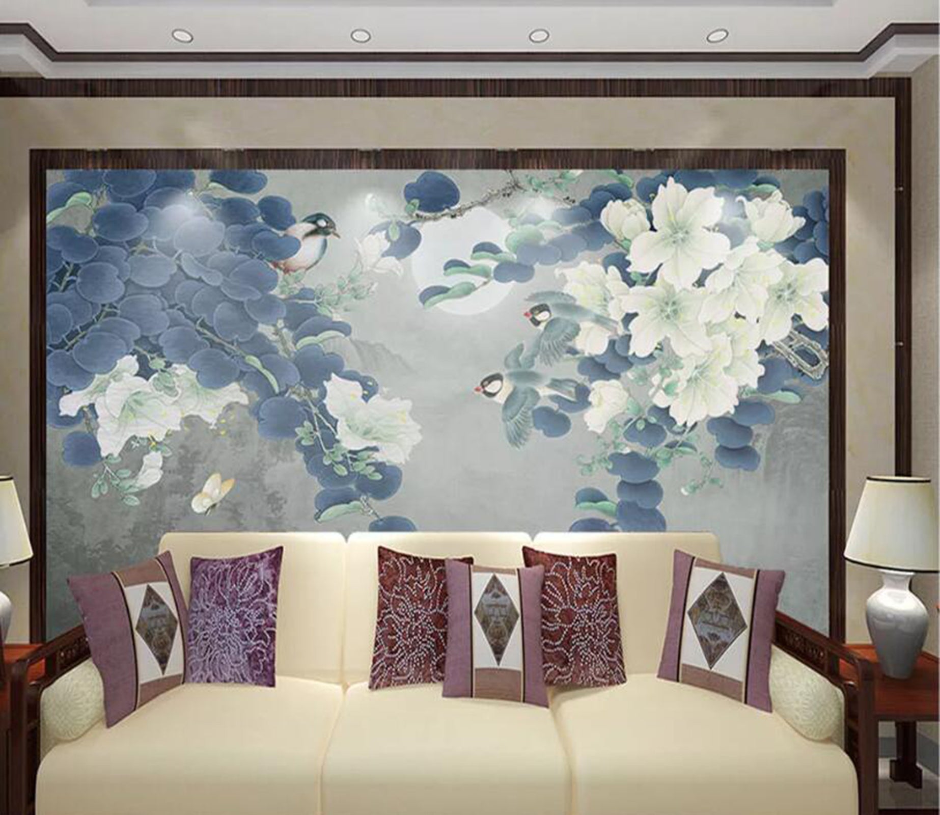 3D Flower Bird WC65 Wall Murals Wallpaper AJ Wallpaper 2 