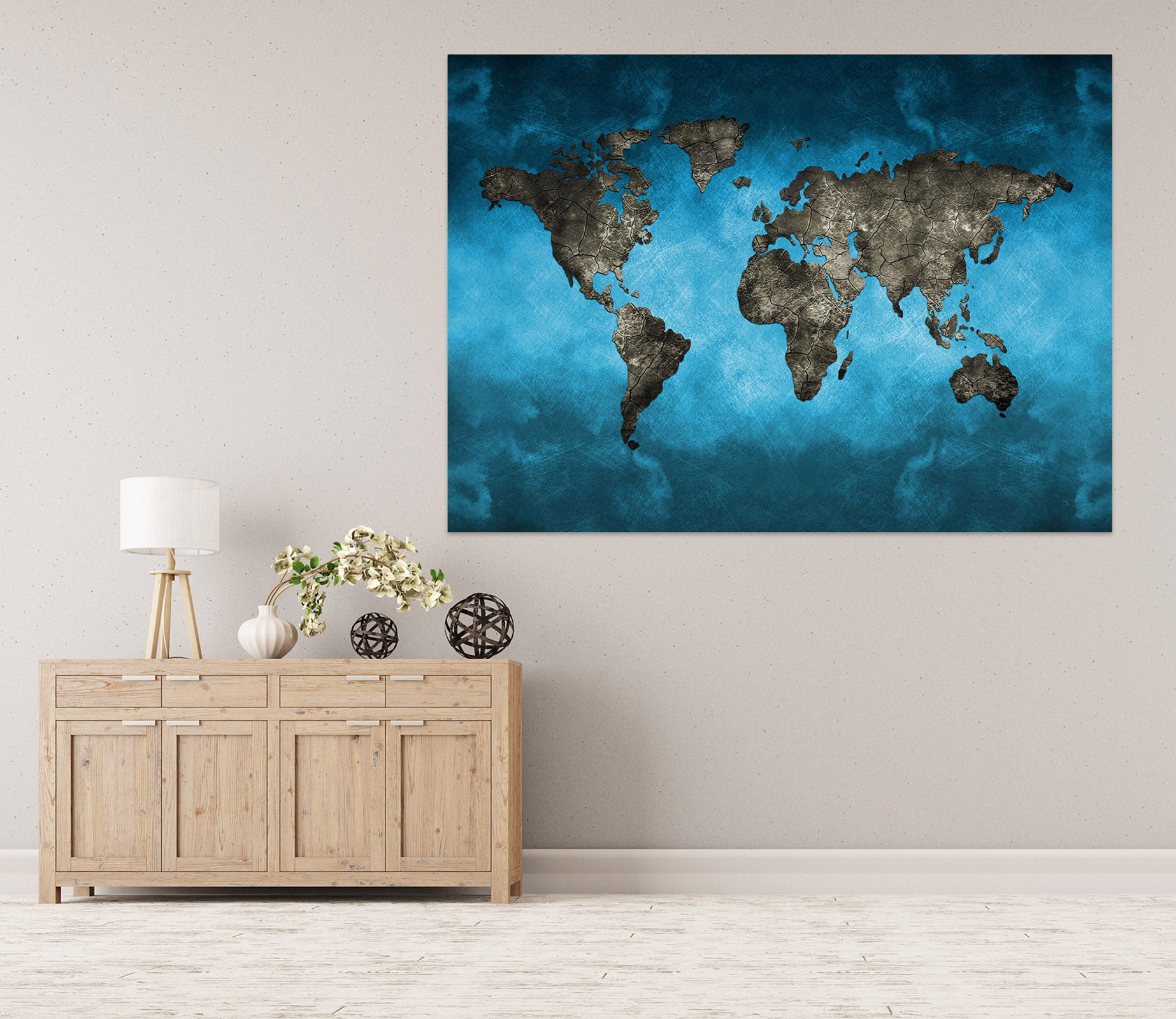 3D Sea Island 108 World Map Wall Sticker