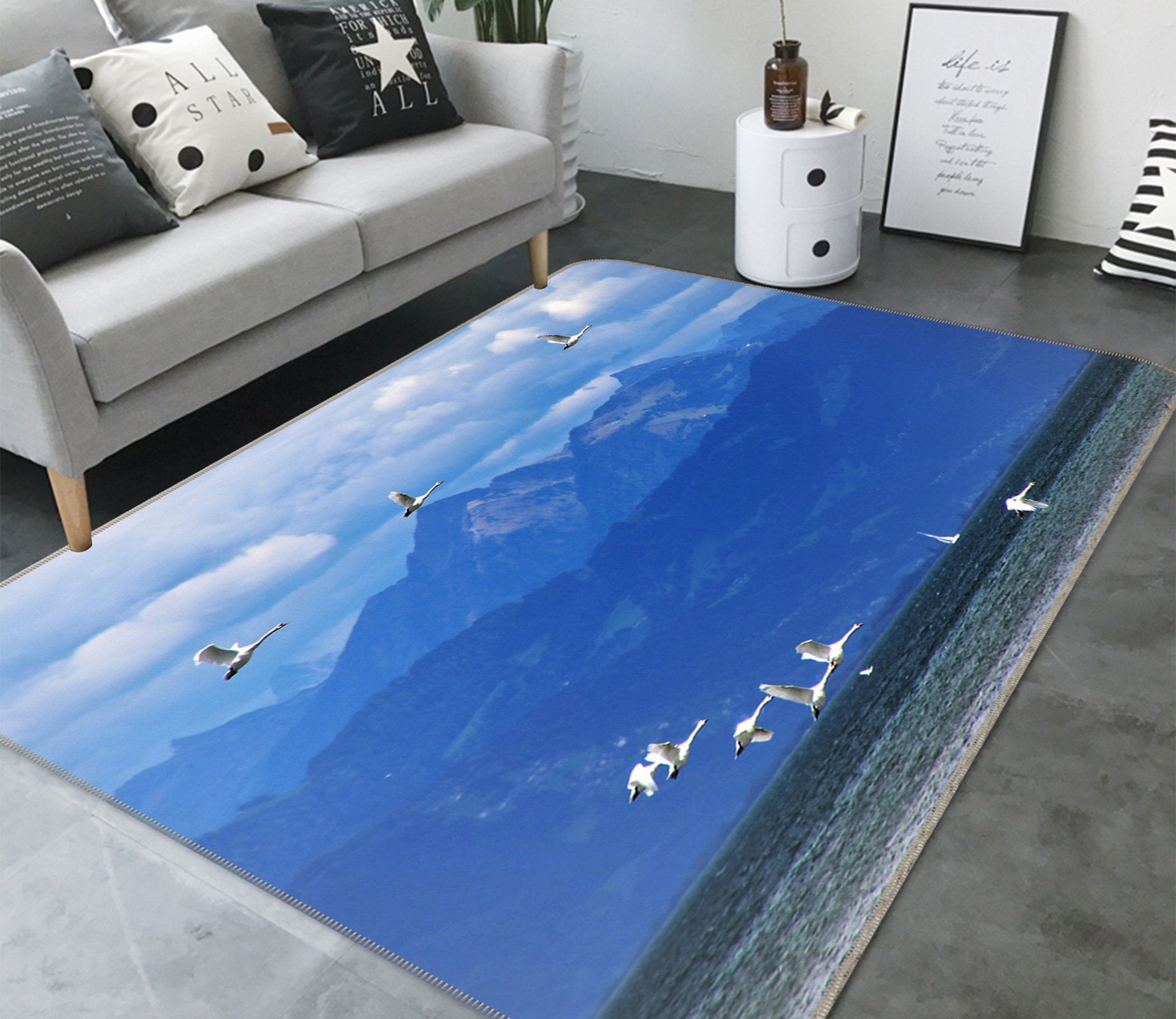 3D Mountain Peak Seabird 576 Animal Non Slip Rug Mat Mat AJ Creativity Home 