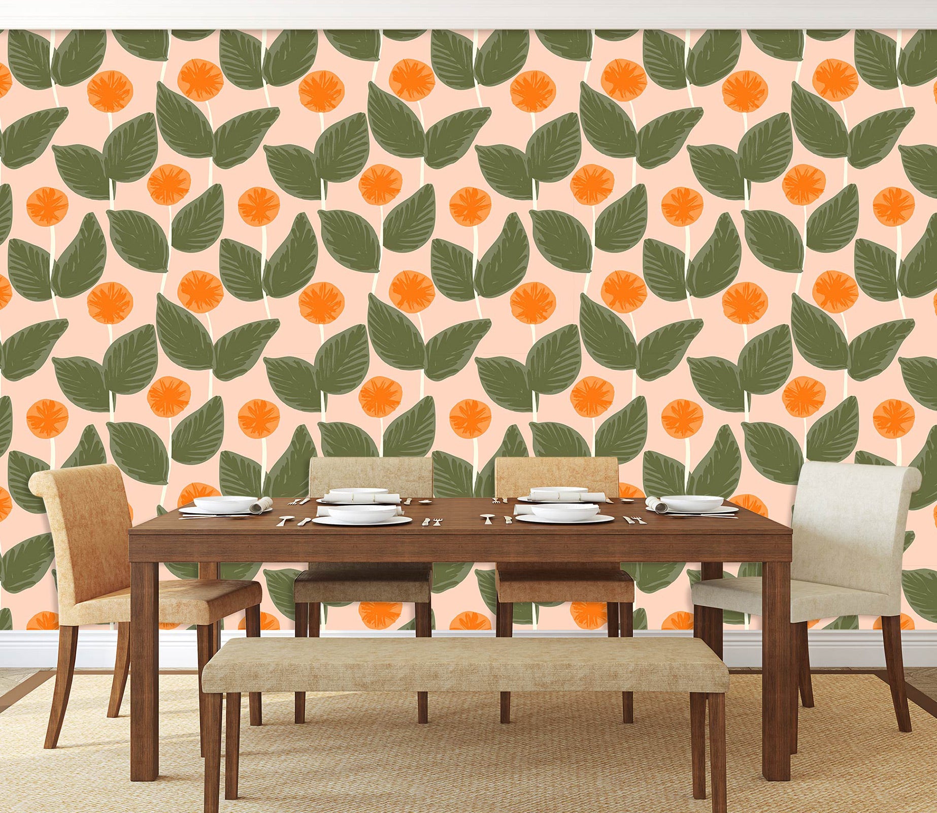 3D Polka Dot Leaves 12089 Kashmira Jayaprakash Wall Mural Wall Murals