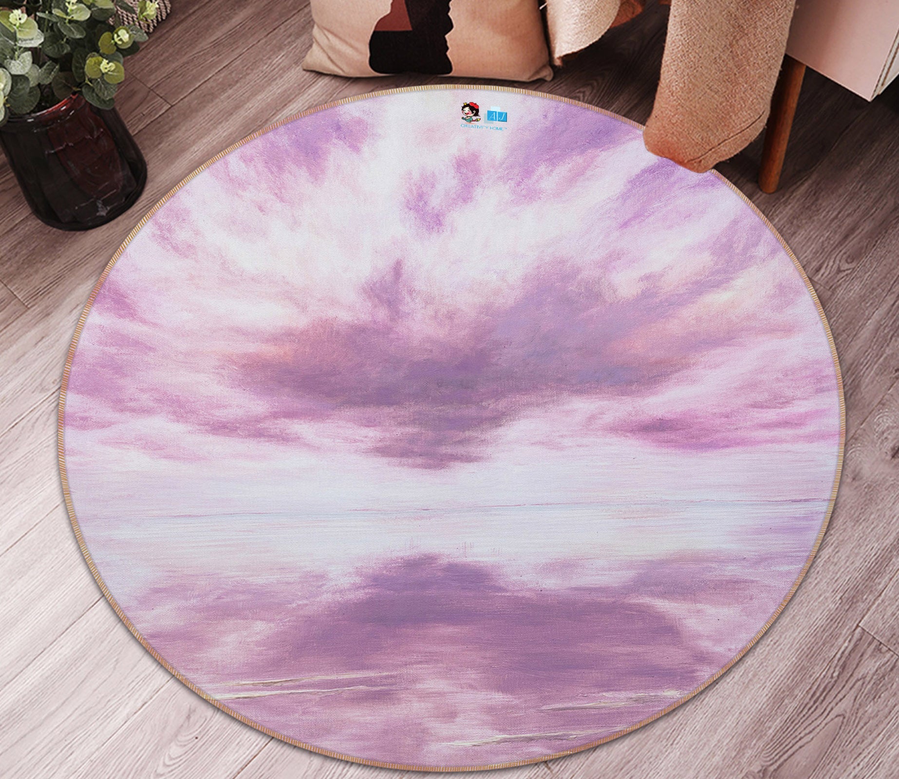 3D Pink Sky 18153 Marina Zotova Rug Round Non Slip Rug Mat