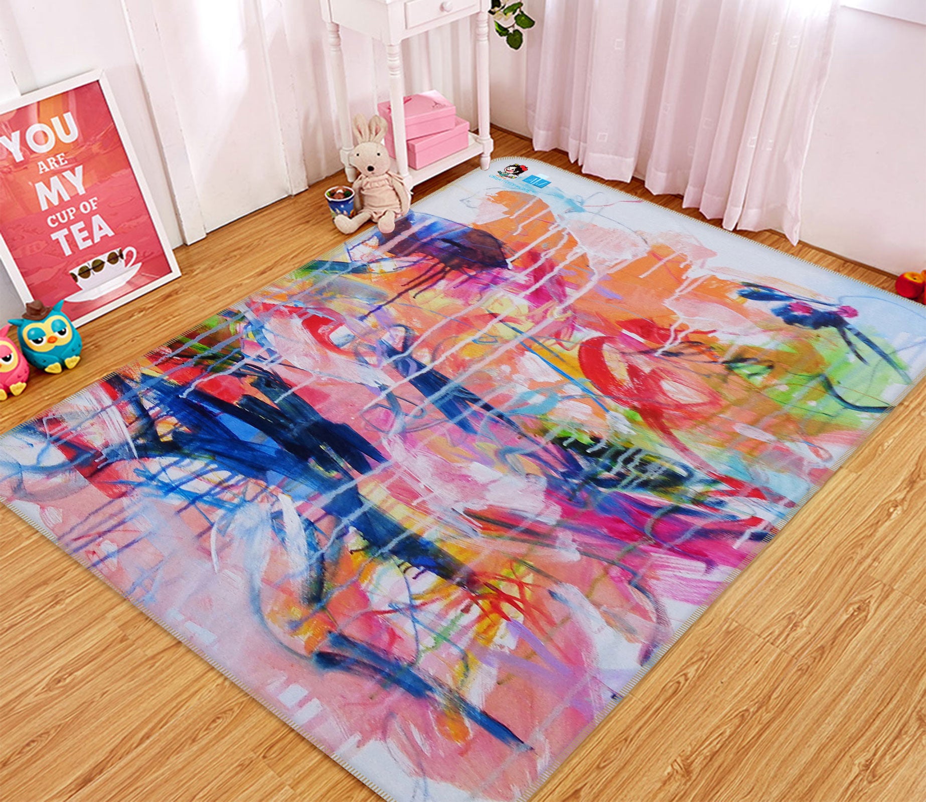 3D Color Pigment Pattern 123183 Misako Chida Rug Non Slip Rug Mat