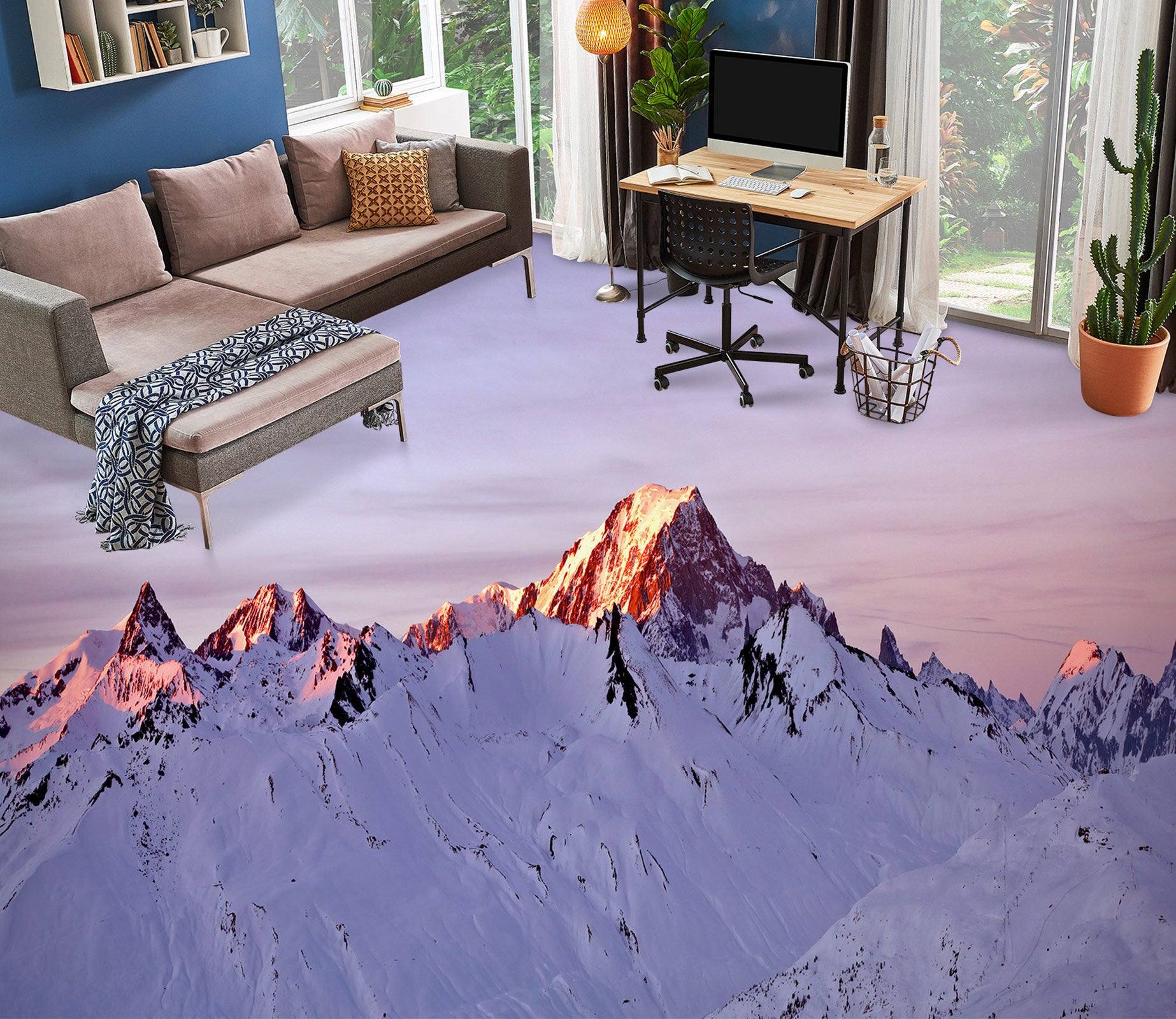 3D Sunset Snow Mountain 537 Assaf Frank Floor Mural  Wallpaper Murals Self-Adhesive Removable Print Epoxy