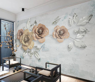 3D Vintage Rose Pearl WC2753 Wall Murals