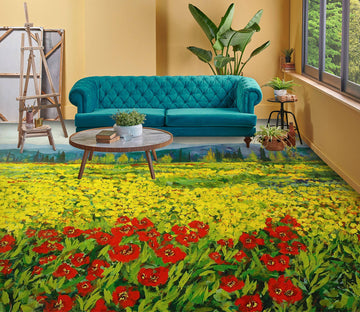 3D Red Yellow Flower Bush 9539 Allan P. Friedlander Floor Mural  Wallpaper Murals Self-Adhesive Removable Print Epoxy