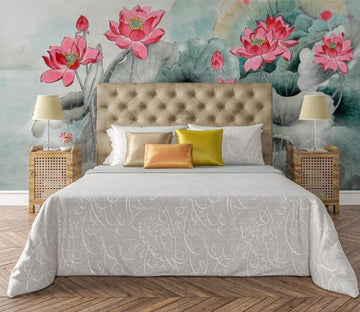 3D Red Lotus WC1093 Wall Murals