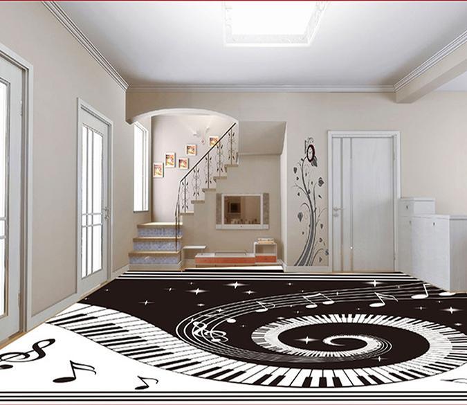 3D Black Note WG020 Floor Mural Wallpaper AJ Wallpaper 2 