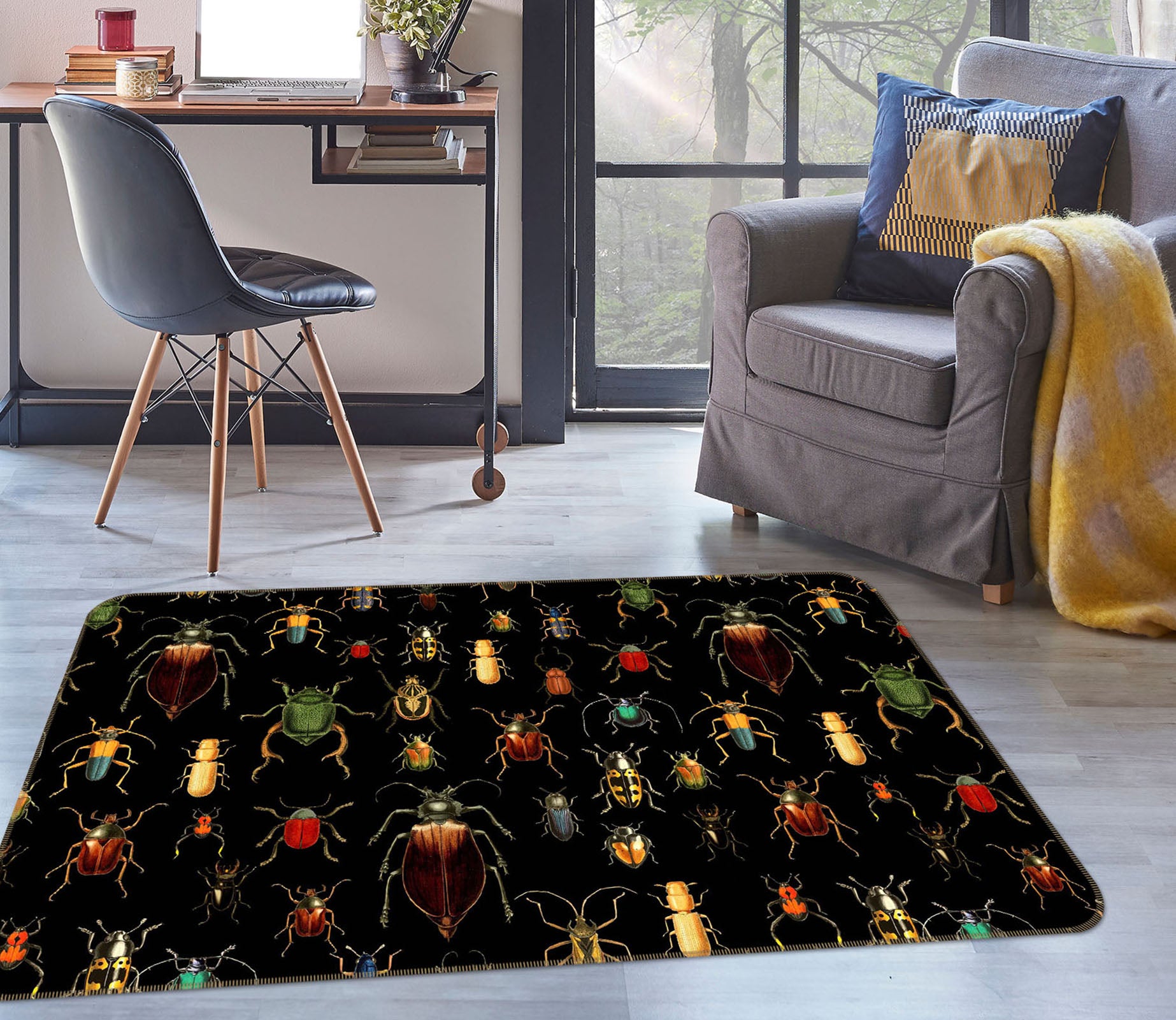 3D Color Reptile 117 Uta Naumann Rug Non Slip Rug Mat