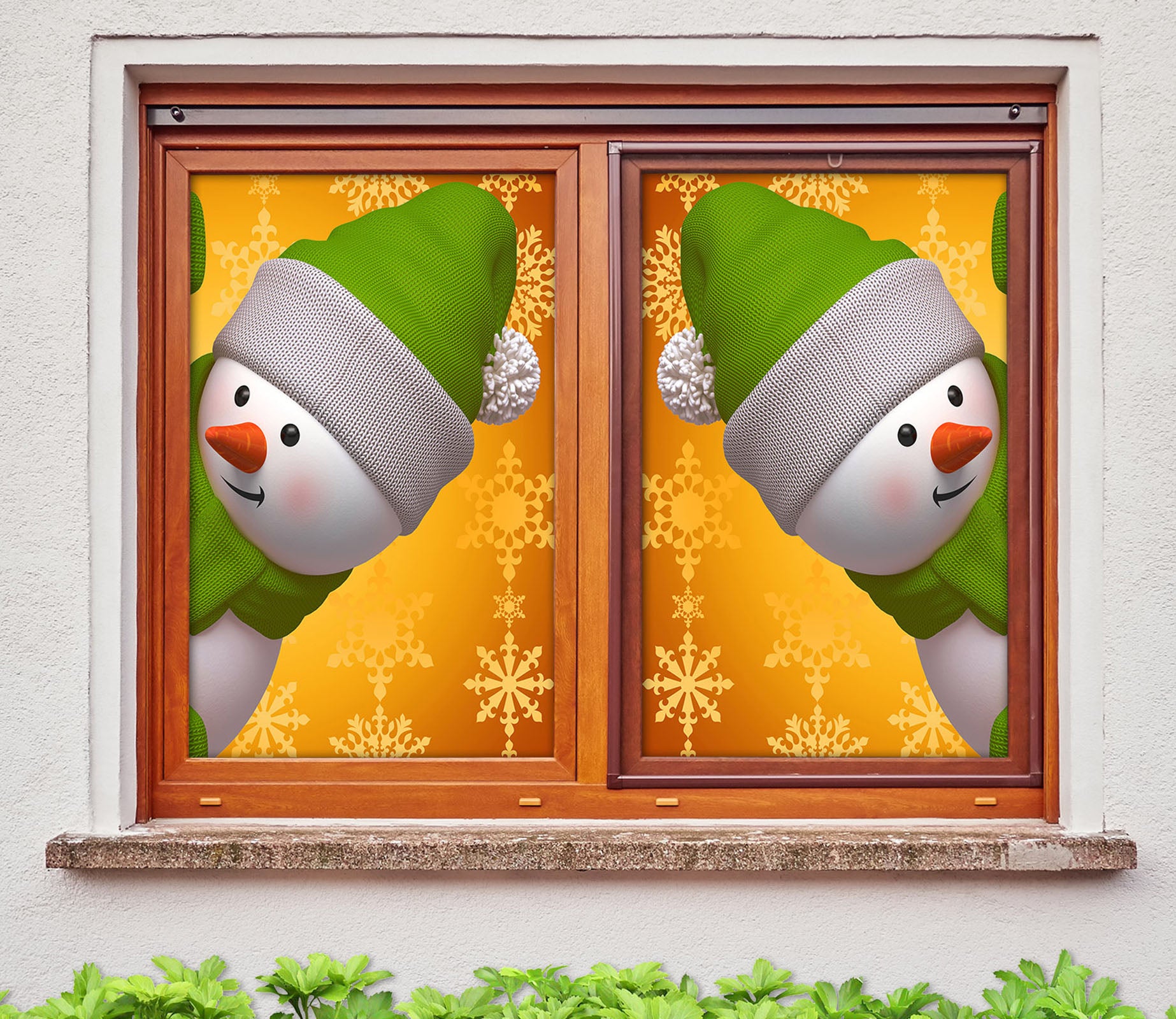 3D Snowman Snowflake 31015 Christmas Window Film Print Sticker Cling Stained Glass Xmas