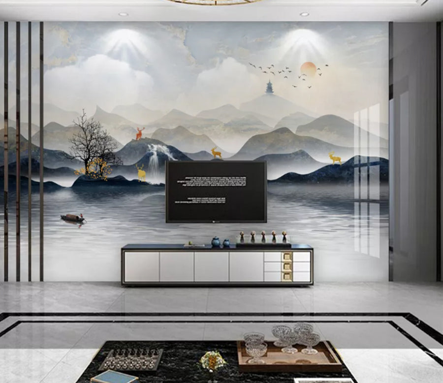 3D Waterfall Lake WC2260 Wall Murals