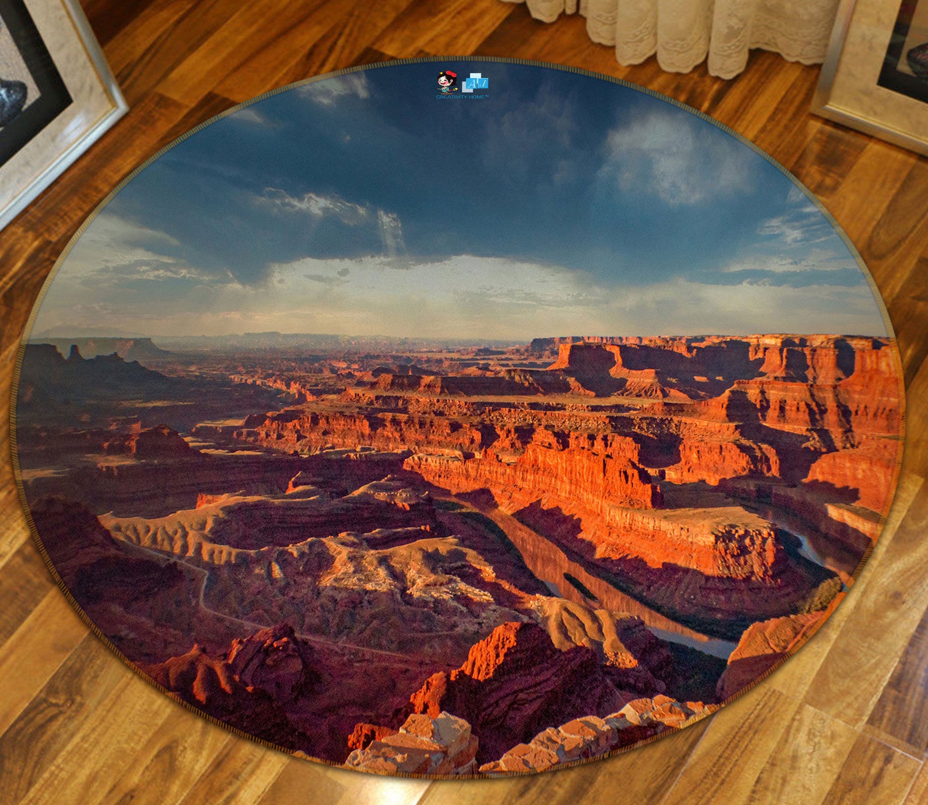 3D Mountain Ravine 5014 Beth Sheridan Rug Round Non Slip Rug Mat