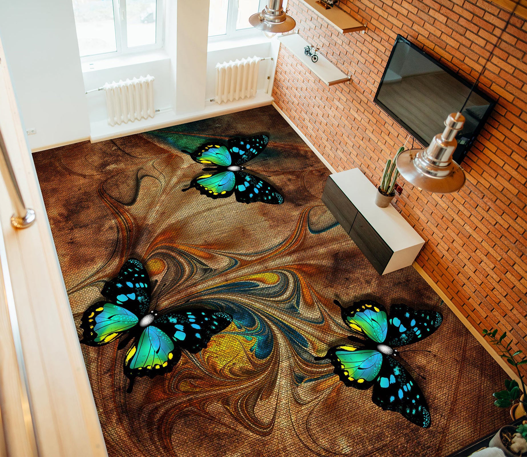 3D Fluorescent Butterflies 436 Floor Mural  Wallpaper Murals Rug & Mat Print Epoxy waterproof bath floor