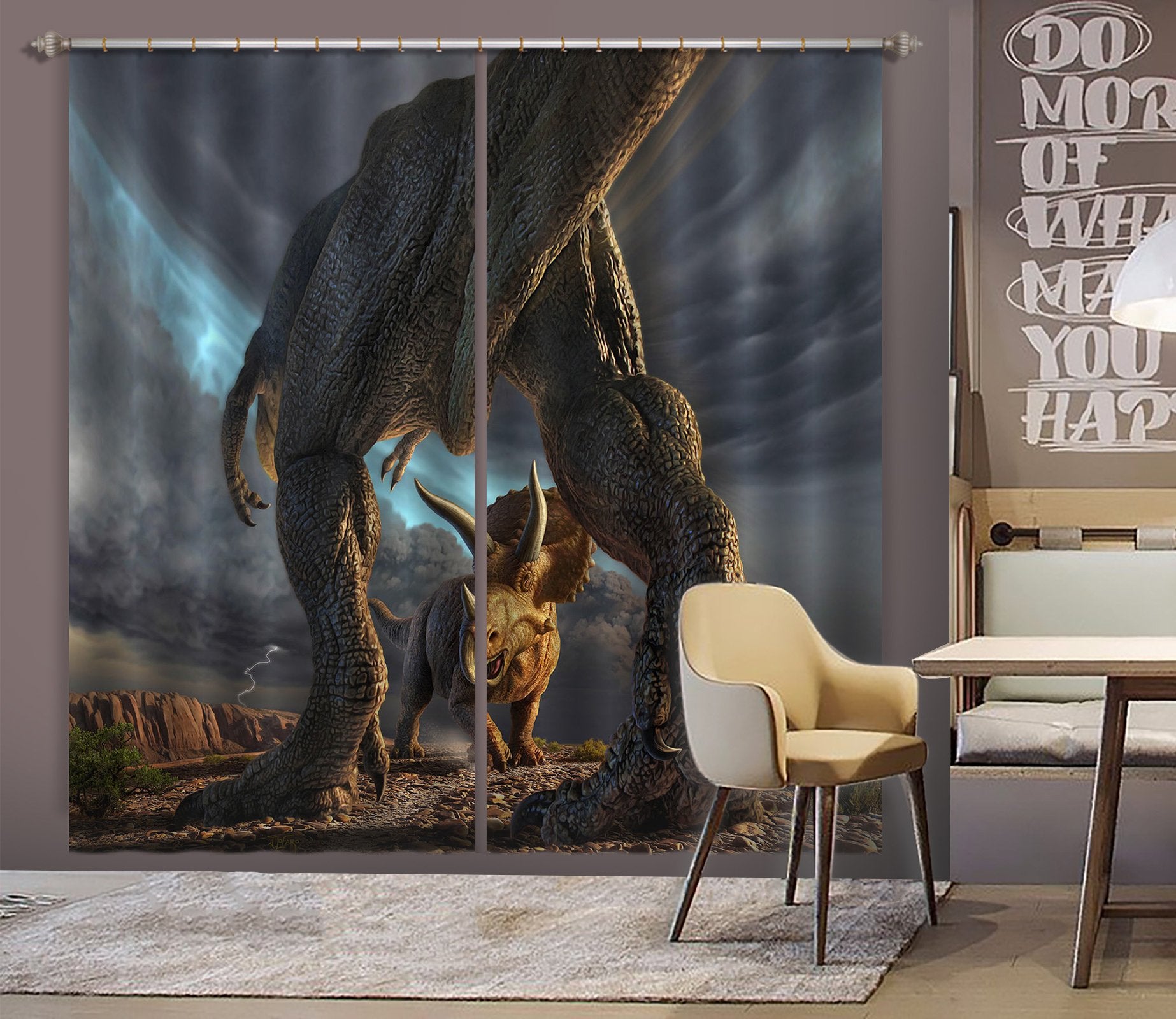 3D Beast Fight 063 Jerry LoFaro Curtain Curtains Drapes Wallpaper AJ Wallpaper 