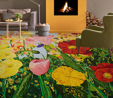 3D Color Flowers Painting 9566 Allan P. Friedlander Floor Mural  Wallpaper Murals Self-Adhesive Removable Print Epoxy