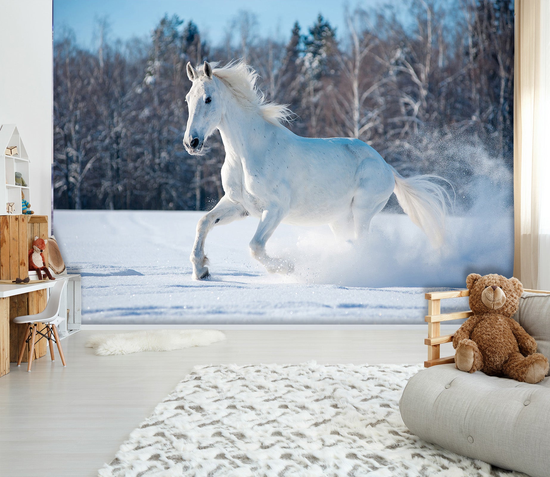 3D Snow White Horse 282 Wall Murals