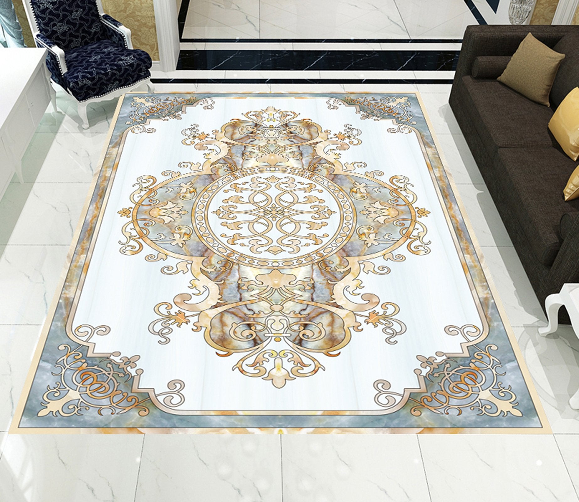 3D Marble Flower Pattern WG539 Floor Mural Wallpaper AJ Wallpaper 2 