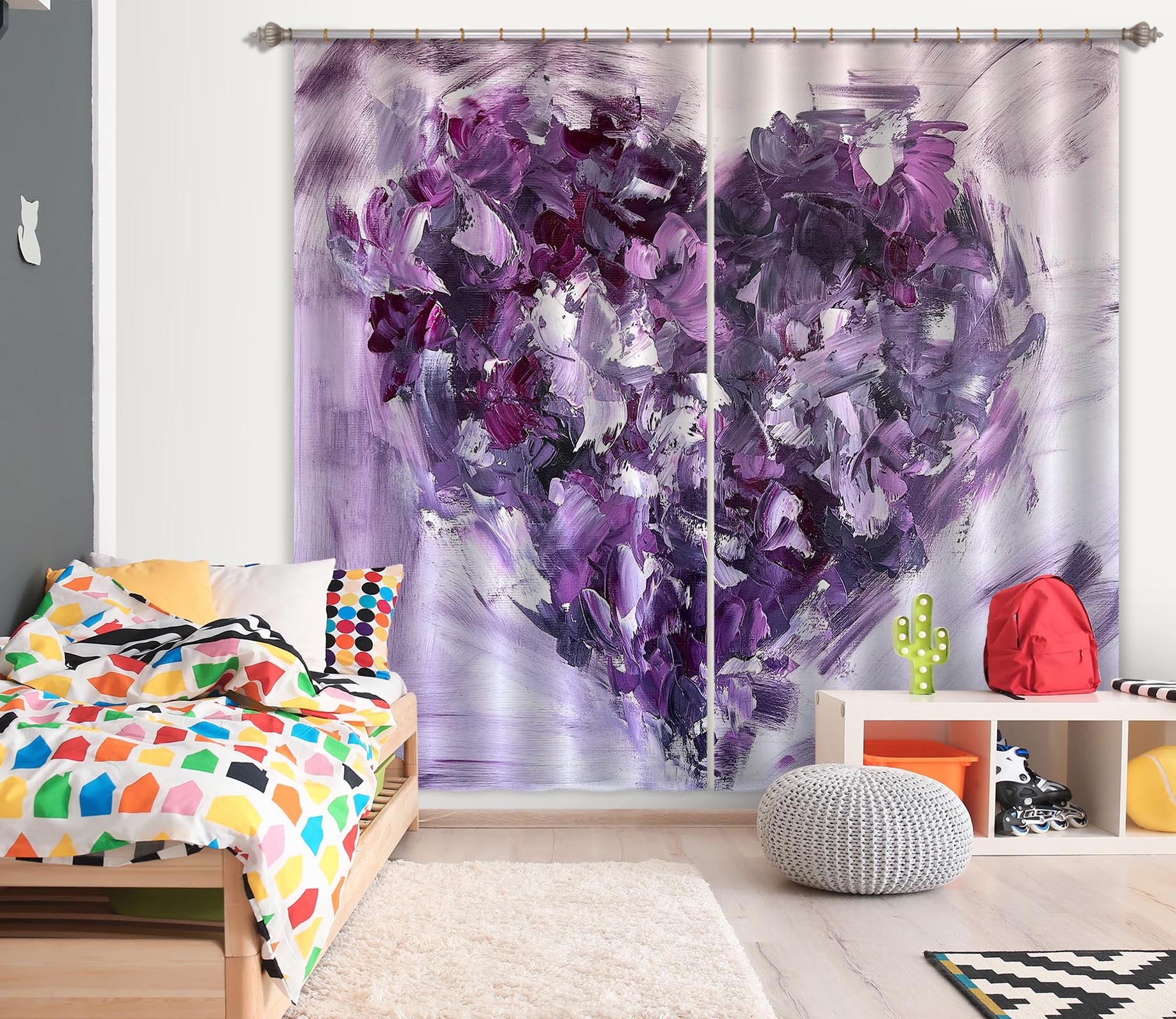 3D Purple Love 3011 Skromova Marina Curtain Curtains Drapes