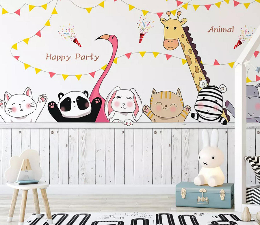 3D Panda Giraffe Rabbit WC785 Wall Murals