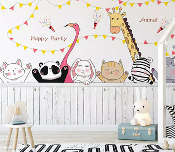 3D Panda Giraffe Rabbit WC785 Wall Murals