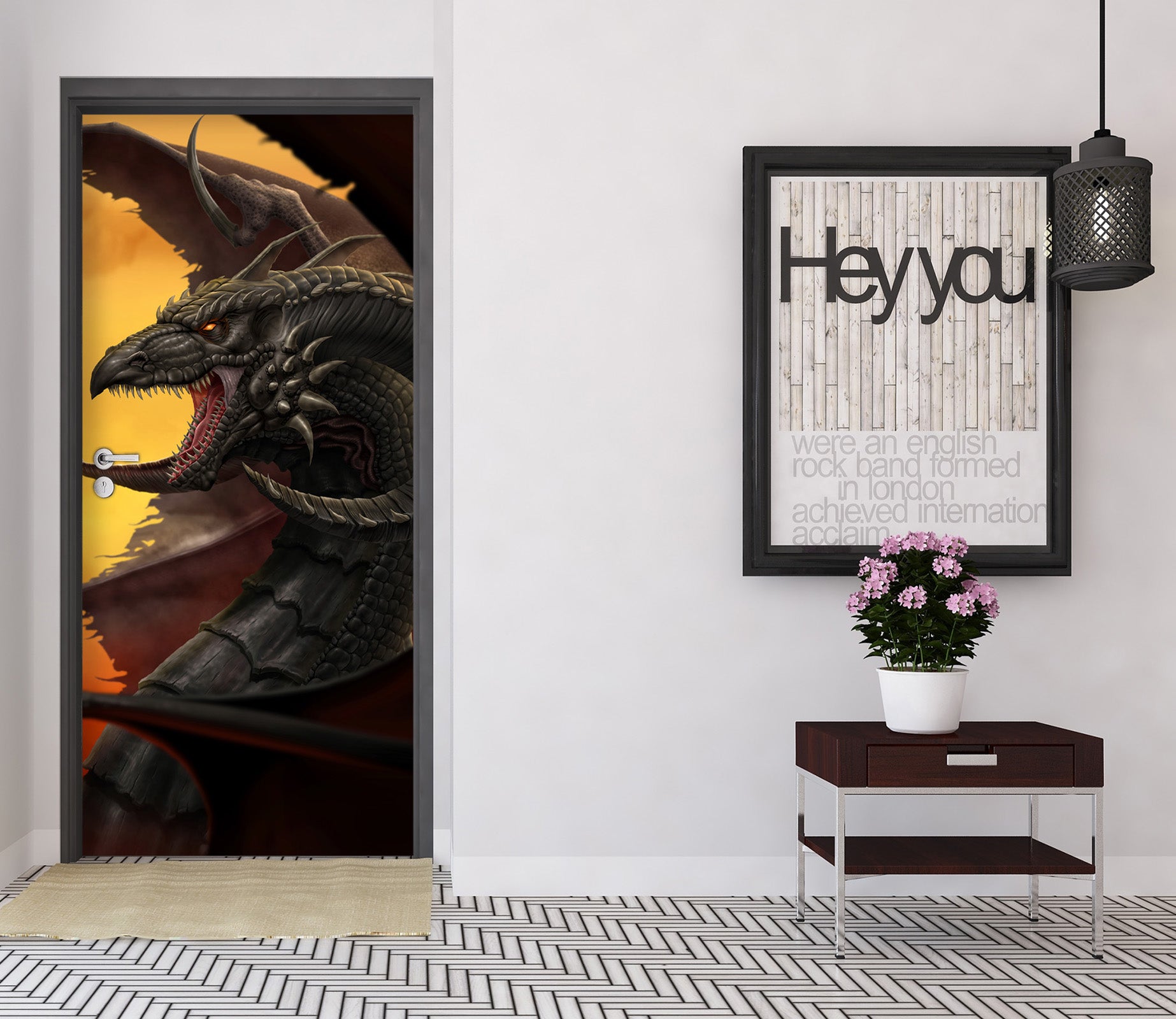 3D Black Dragon 622 Tom Wood Door Mural