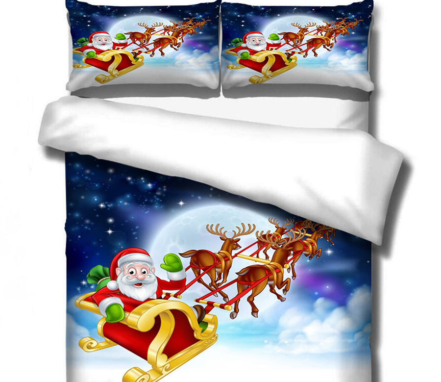 3D Santa Sleigh Deer 32125 Christmas Quilt Duvet Cover Xmas Bed Pillowcases