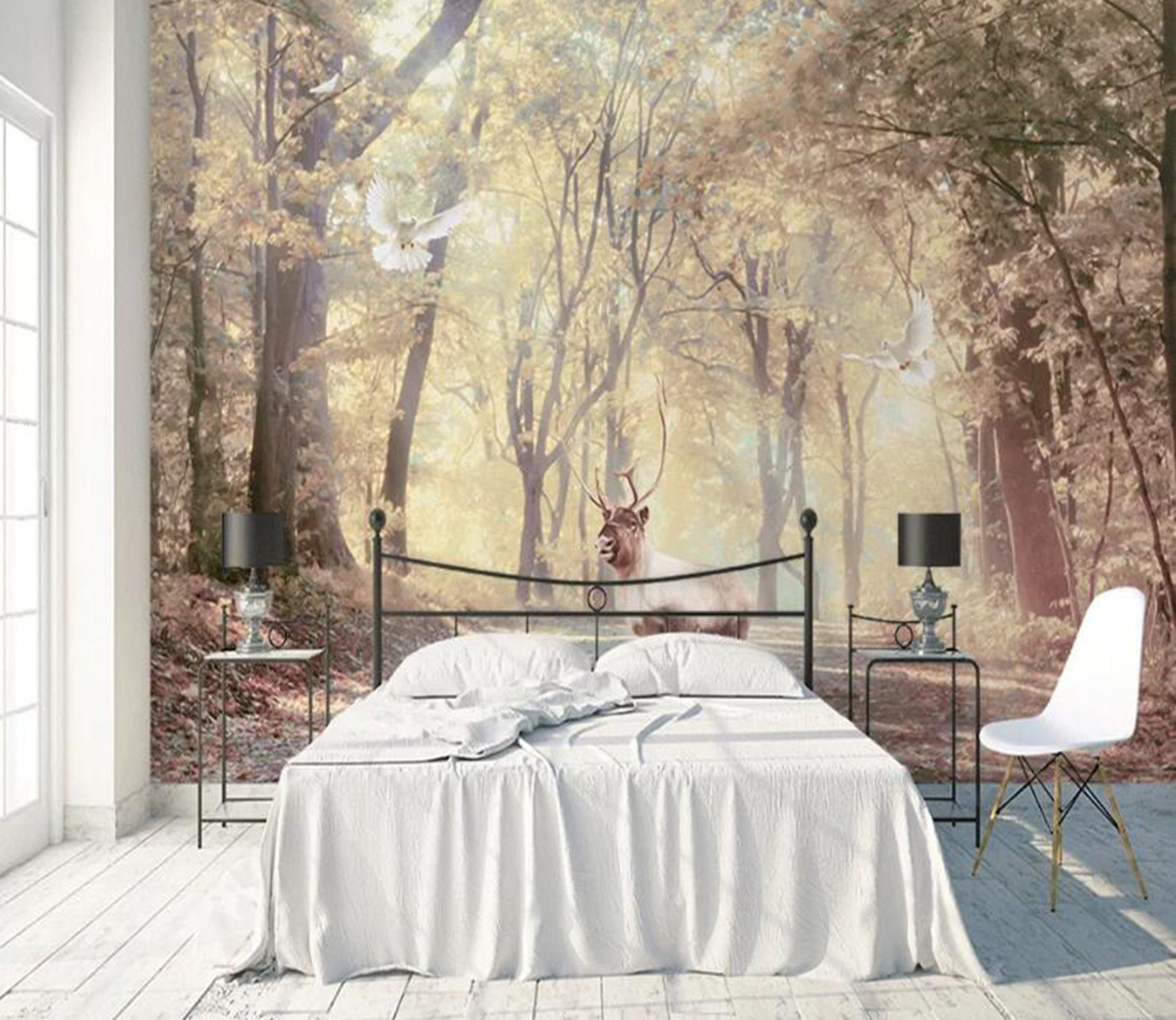 3D Forest Deer WC87 Wall Murals Wallpaper AJ Wallpaper 2 