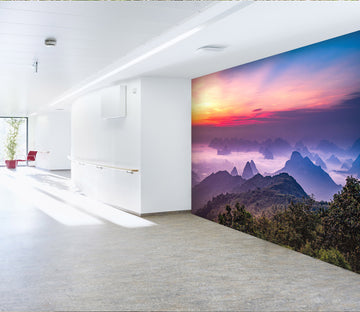 3D Sunset Mountain 216 Wall Murals