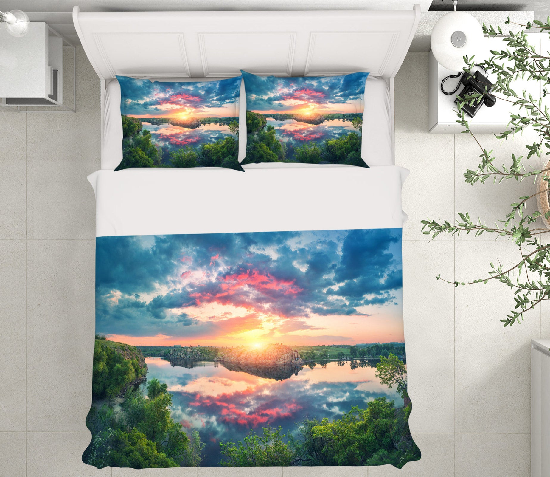 3D Sky Reflection 67096 Bed Pillowcases Quilt