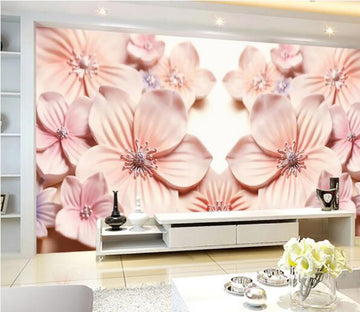 3D Pink Relief Flower WC157 Wall Murals