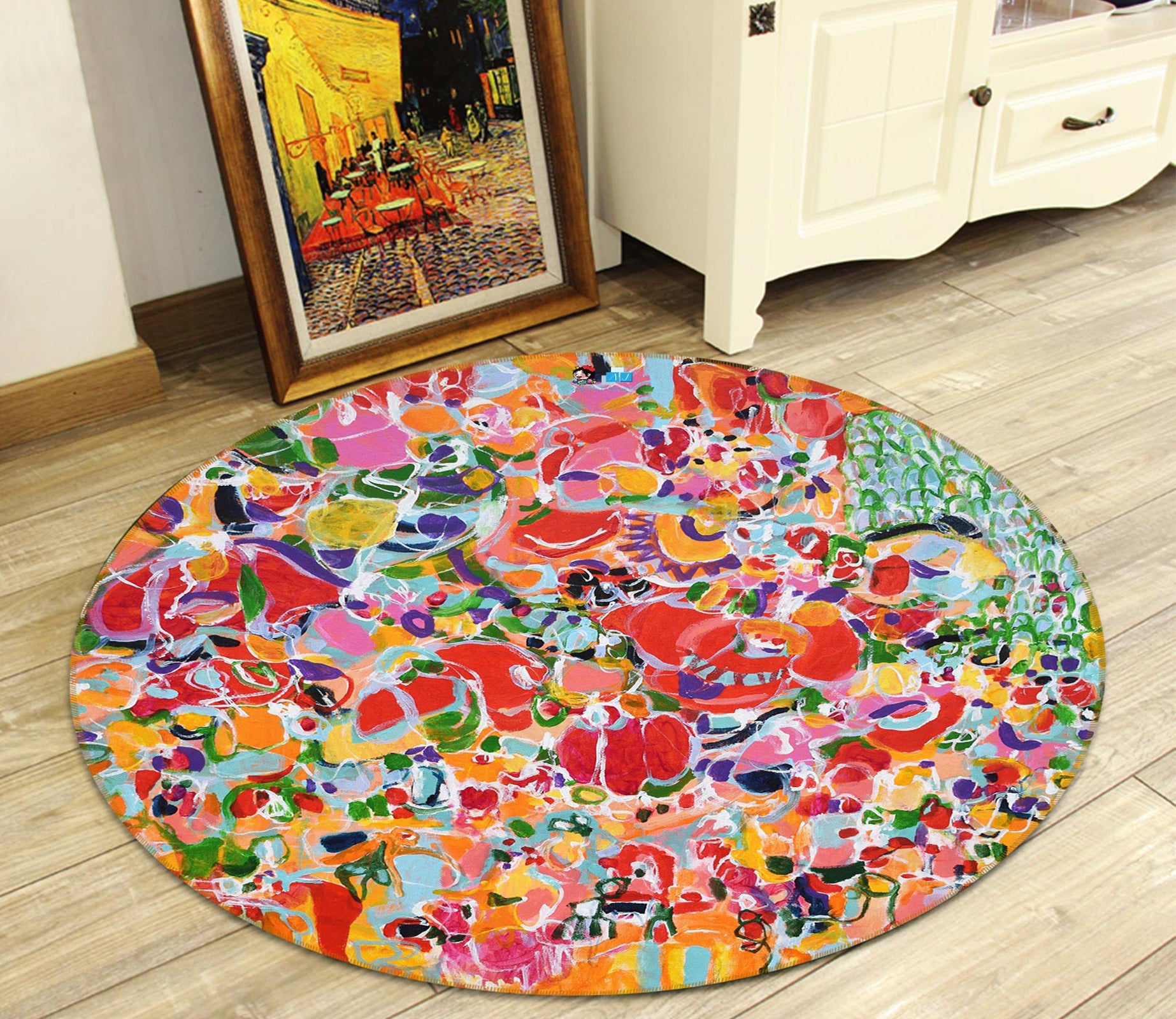 3D Painted Graffiti 1353 Misako Chida Rug Round Non Slip Rug Mat