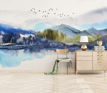 3D Blue Mountain WC1258 Wall Murals