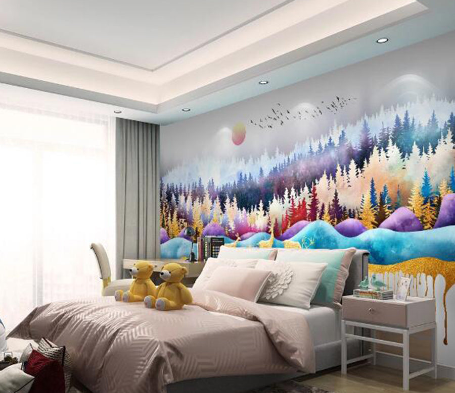 3D Colorful Woods WC1725 Wall Murals