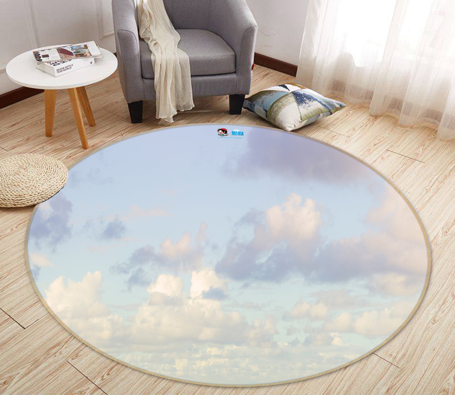 3D Sky Cloud 7529 Assaf Frank Rug Round Non Slip Rug Mat