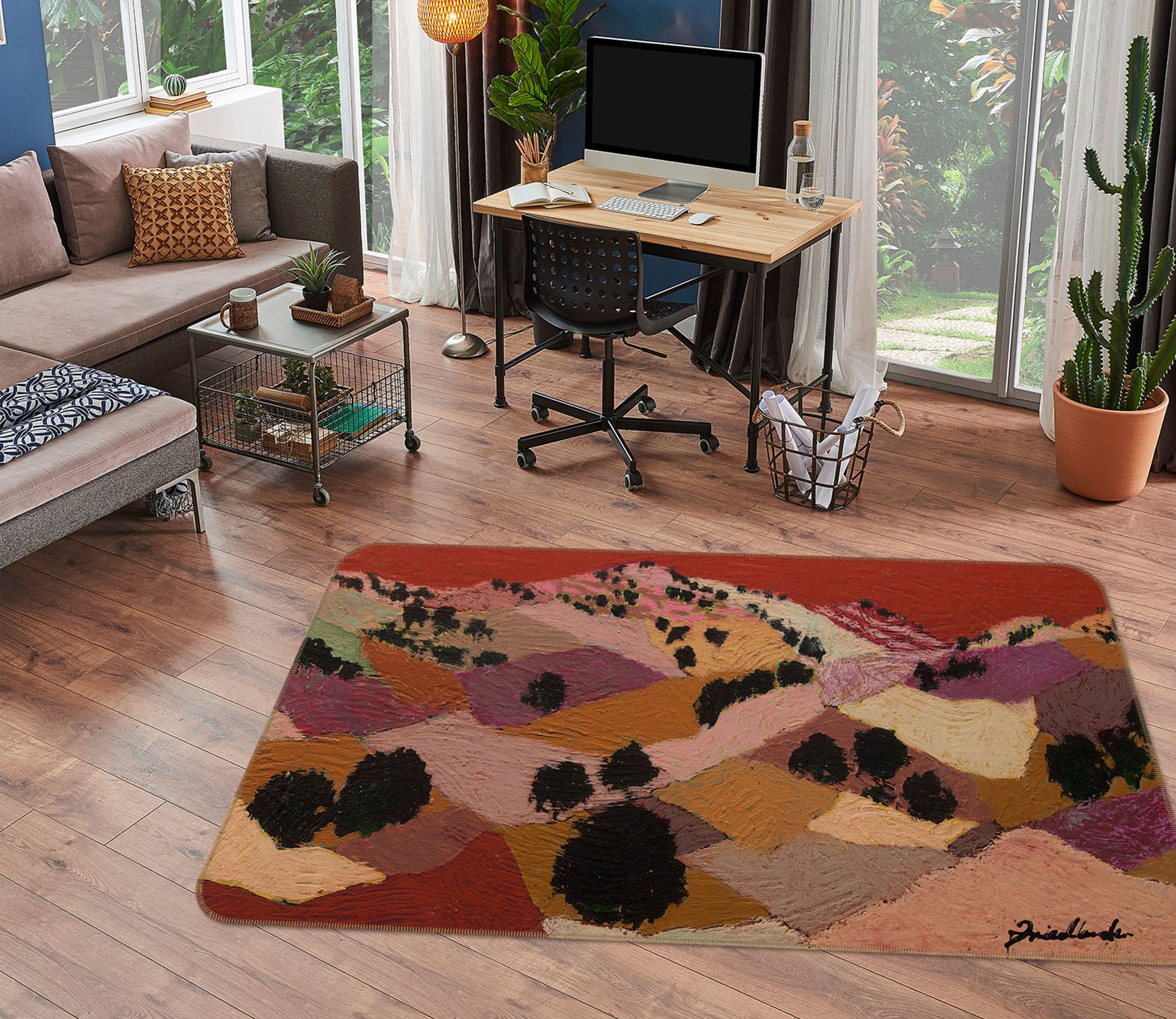 3D Valley Tree 1004 Allan P. Friedlander Rug Non Slip Rug Mat