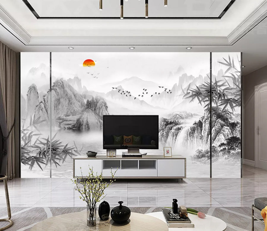 3D Mountain Bamboo WC2449 Wall Murals