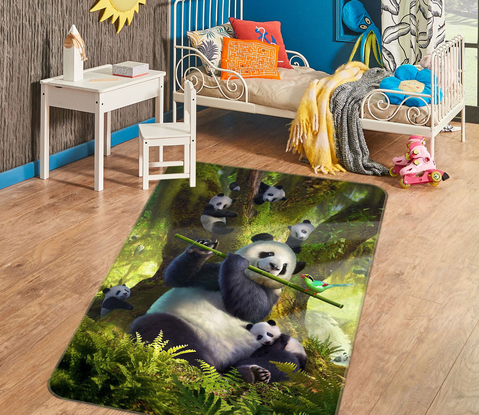 3D Panda Bear 1075 Jerry LoFaro Rug Non Slip Rug Mat