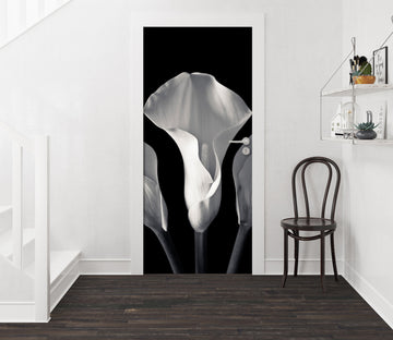 3D Black White Flowers 10658 Assaf Frank Door Mural