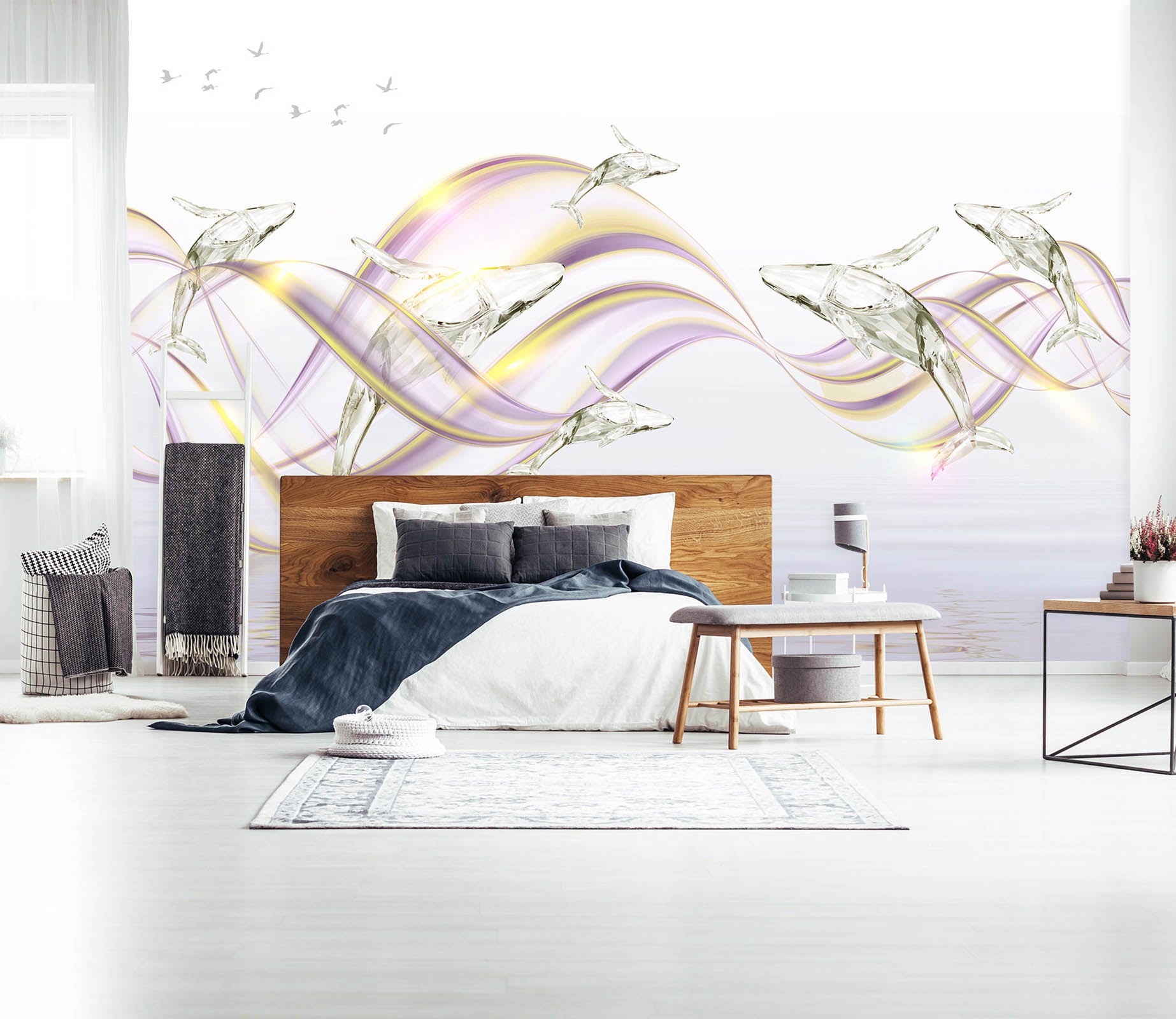 3D Golden Wave 1474 Wall Murals