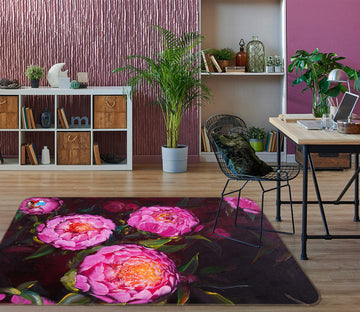 3D Pink Flower 1157 Skromova Marina Rug Non Slip Rug Mat