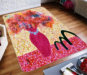 3D Red Vase 123147 Misako Chida Rug Non Slip Rug Mat