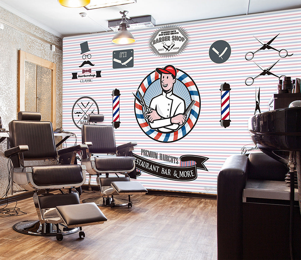 3D Eyes Boy 1416 Barber Shop Wall Murals