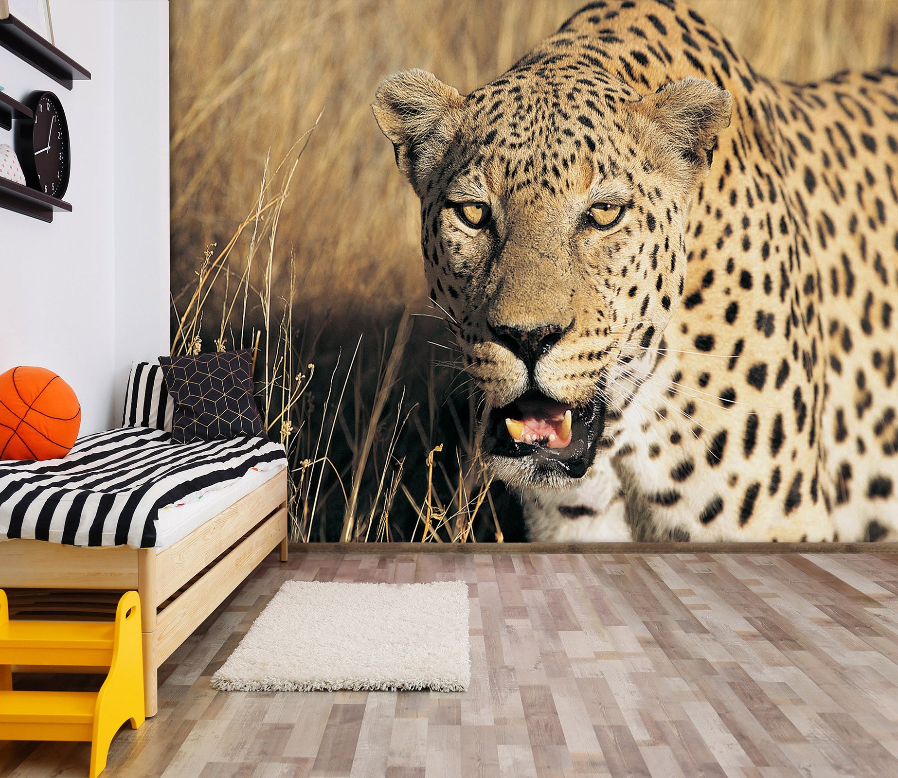 3D Leopard Prairie 278 Wall Murals